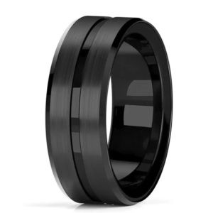 Men's Classic Black Stainless Steel Ring